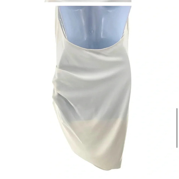 Amanda Uprichard | Maxwell Halterneck Asymmetrical Mini Dress in Ivory Size M - Picture 12 of 12